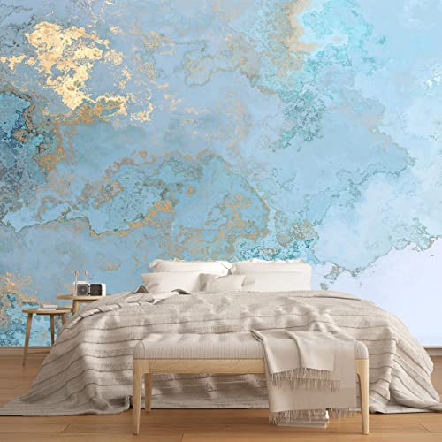 MFWFM Abstract Wallpaper Blue Gold Marble Texture Wall Mural Wallpaper(Not