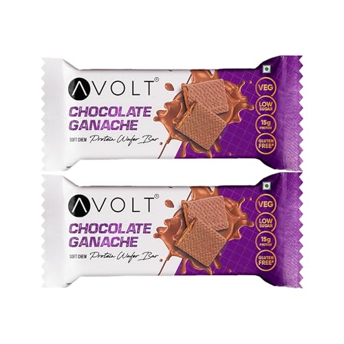 Image of Avolt Chocolate Ganache Protein Bars with 15g Protein | Pack of 2 x 50g each | High Energy Wafer Bars, No Added Sugar, Guilt-Free Indulgence for Healthy Snacking, Tasty and Crunchy Bar