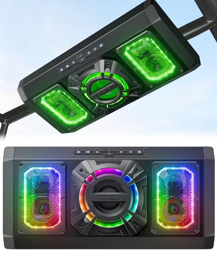 Ehaho UTV Sound Bar with 6.5 Inch Subwoofer 19.56 Inch Aluminum Golf Cart Speaker Bluetooth Waterproof & Music Sync Multicolor RGB ATV Soundbar Compatible with SXS Polaris RZR Can-Am