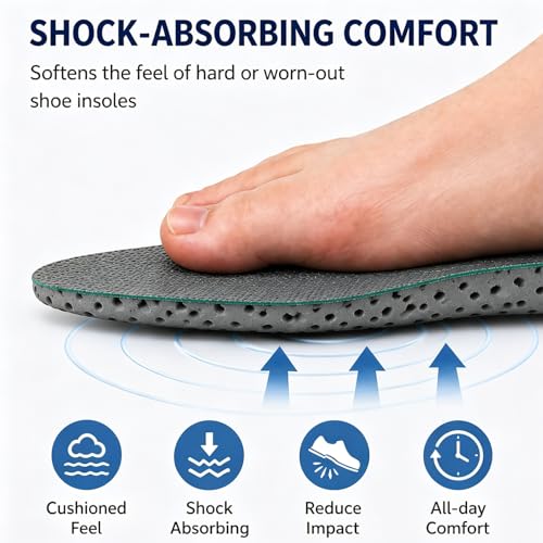 Image of Knixmax Women's Sport Shoe Insoles, Comfort Thin Cushioning Sneaker Inserts for Woman, Breathable Replacement Innersoles for Running Shoes, Loafers, Walking Shoe Liners Grey EU 37