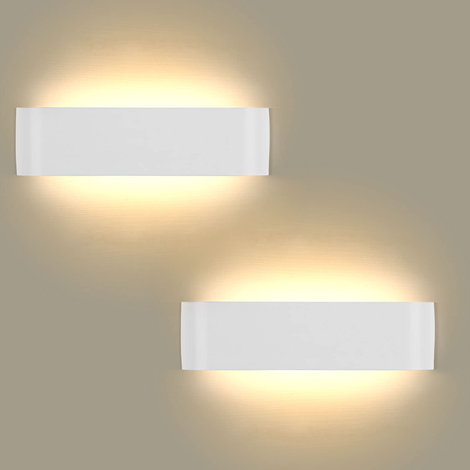 Lightess 2pcs Moderno LED Lámpara de interior Apliques Pared Dormitorio Blanco cálido Iluminación Luz de aluminio 16W IP44 para el hogar Sala de estar Dormitorio Escaleras