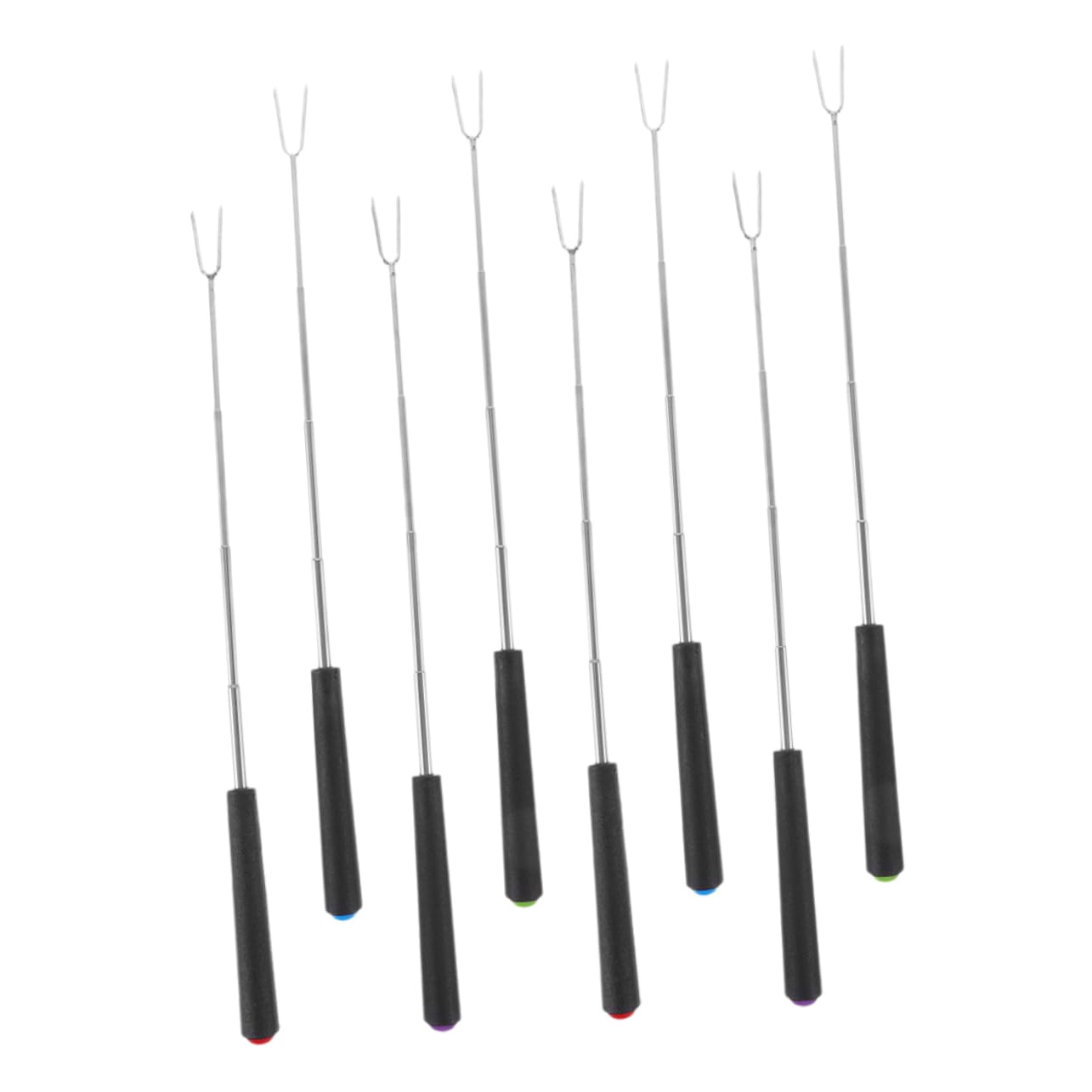 Garneck Long Barbecue Skewers 8-piece Retractable S'mores Forks Set Stainless Steel Extendable Roasting Sticks for Easy Cooking