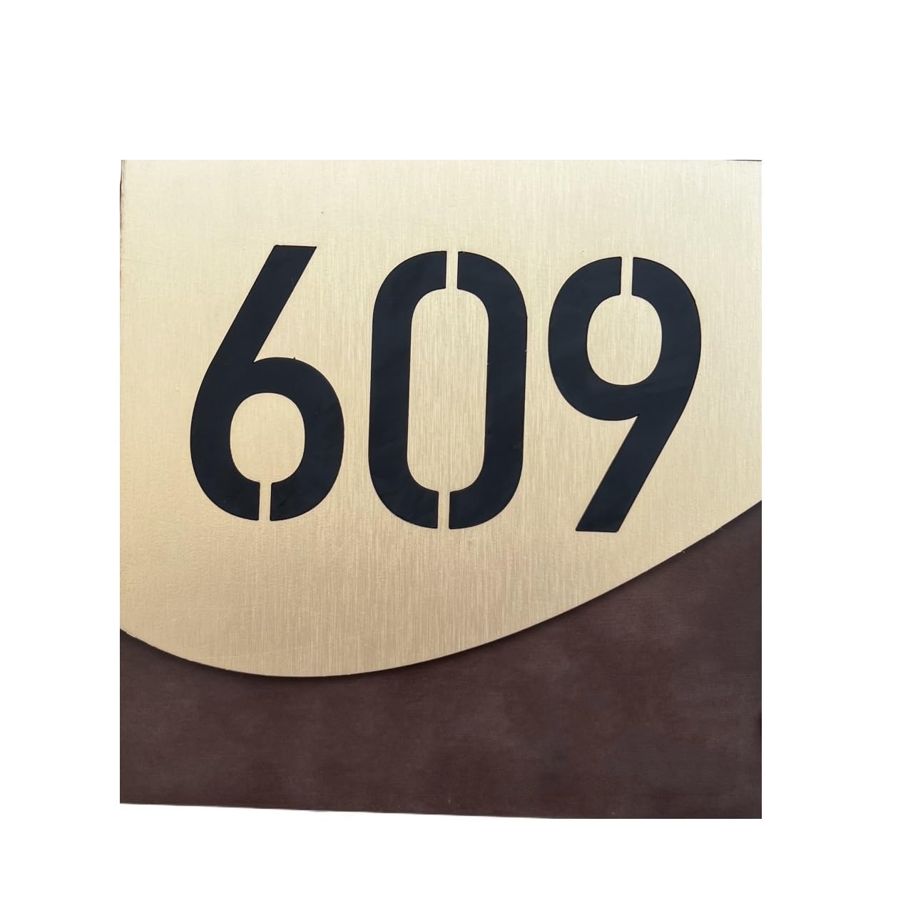 Panneau De Numéro Maison, 1 Pièce, Adresse Extérieure, Appartement, Lettre, Décor(Brown-gold,15x15cm(5.9x5.9in))