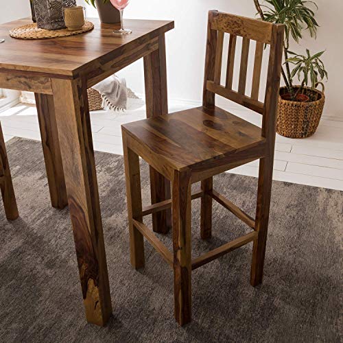 Image of Solid Sheesham Wood Bar Dining Table 2 Seater Set /Compact Bar Dining Table with 2 Chairs (Solid Sheesham Wood, 2 Chairs, 1 Table, Teak Finish)