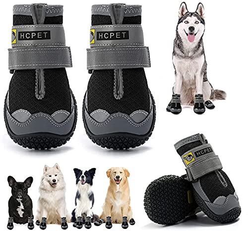 Image of PETANGEL HCpet Dog Boots for Hardwood Floor | Breathable Shoes | Booties With Reflective Anti-Slip Sole | Outdoor Paw Protectors With Rubber Soles for Hiking and Running (Size: 6)