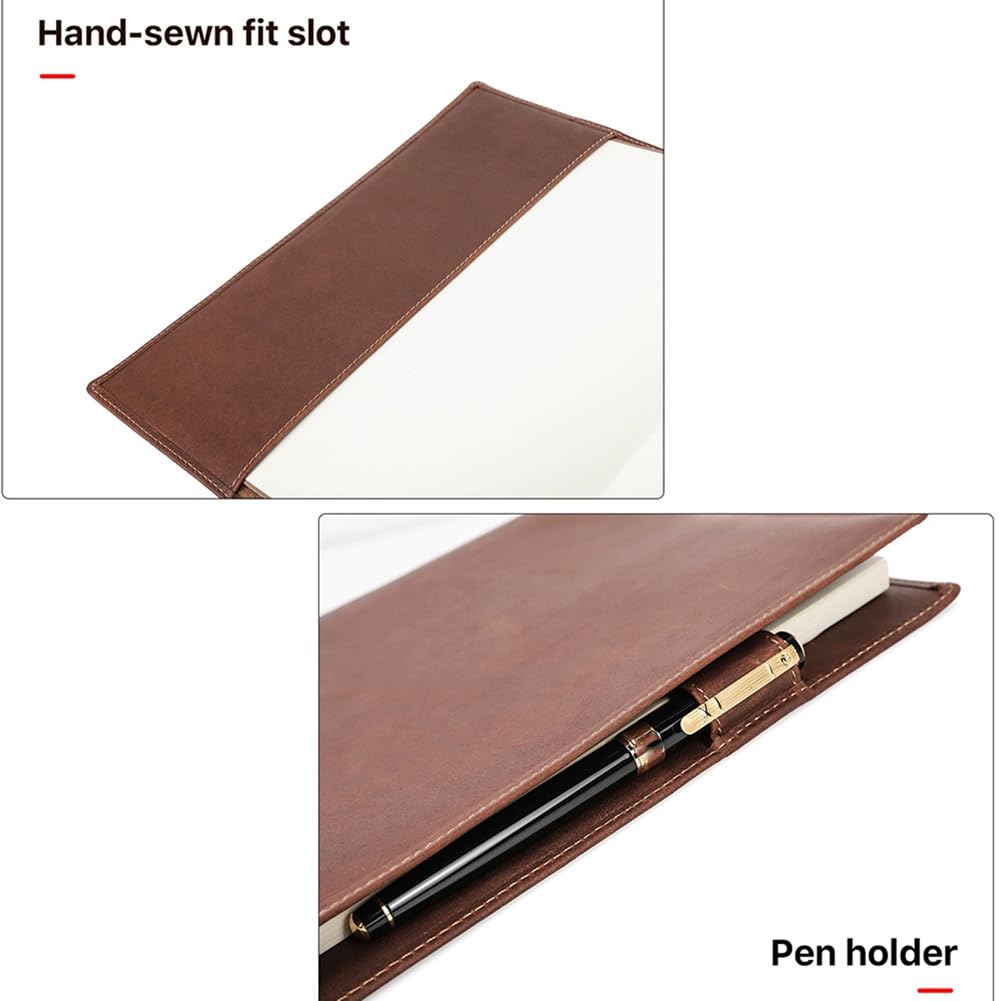 Housse De Protection Rétro En Cuir Avec Porte-stylo, étui Pour Bloc Notes Fournitures Scolaires Et De Bureau A5~p130089330