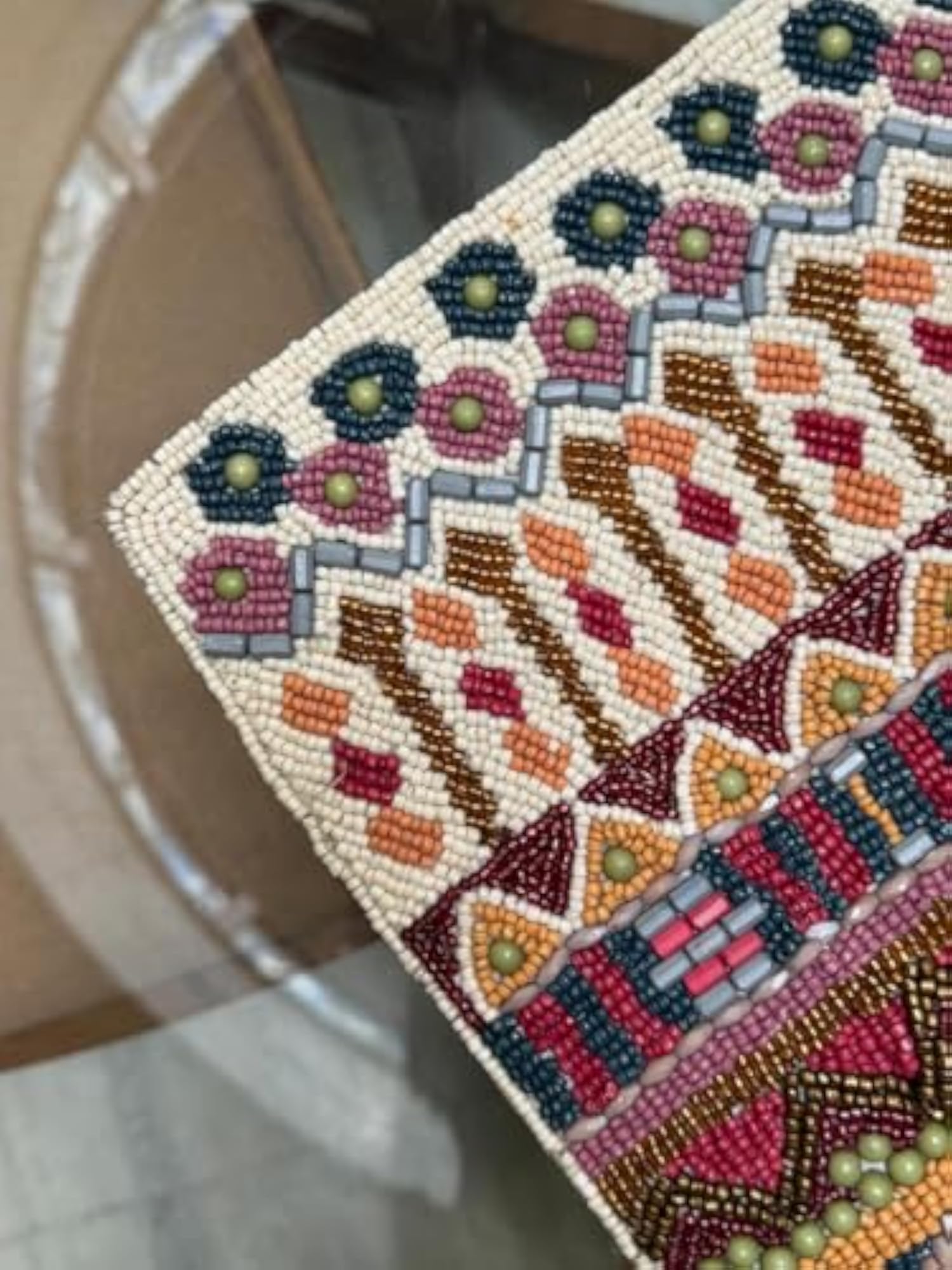 Multicolor Artisan Beaded Table Runner, Elegant Decor