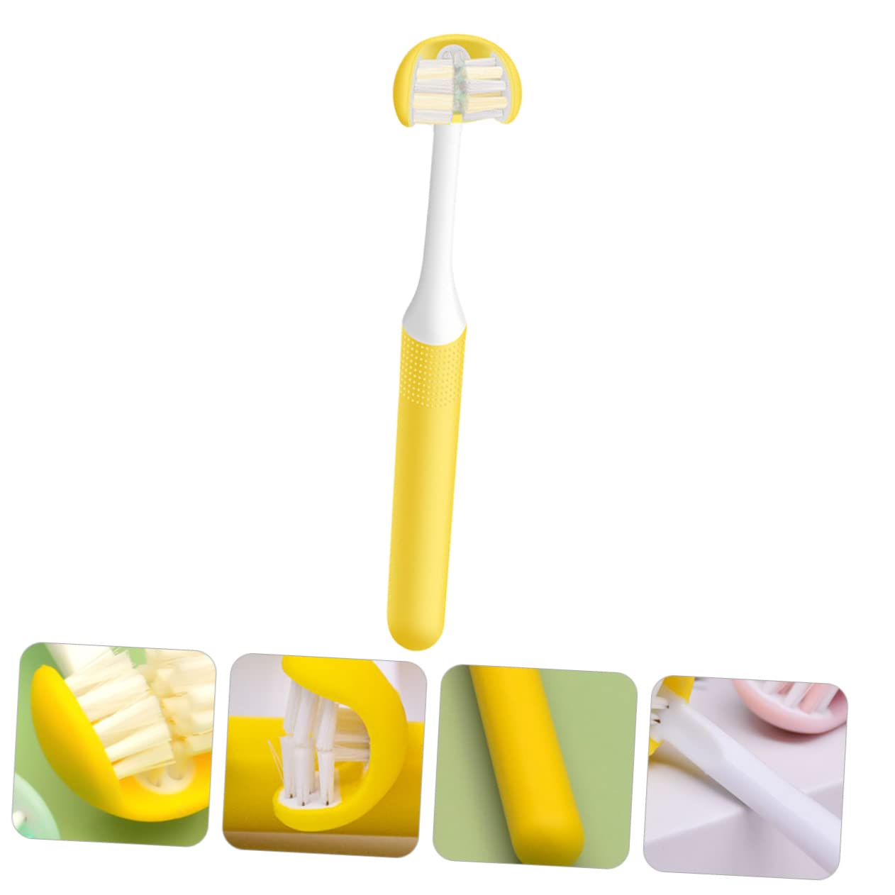 Spazzolino da Denti Manuale 3 Lati per Pulizia Orale Setole Morbide, Impugnatura Antiscivolo Ergonomica, Spazzolino per Adulti Uso Quotidiano e Cura della Bocca