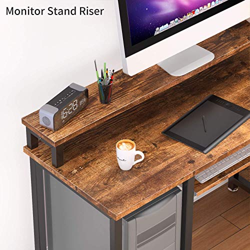 Noblewell Computer Desk With Monitor Stand Storage Shelves Keyboard Tray Office Chair Ergonomic Office Chair #TOP2
