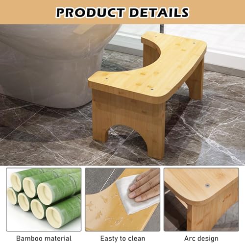 BORDEAG Toilettenhocker HolzS,37 * 20 * 17CM Toilettenhocker Aus HolzS,WC Hocker Erwachsene,Toiletten Fußbank Aus Holz Für Erwachsene Und Kinder,Anti Verstopfung,Gegen Blähungen(Holzfarbe)