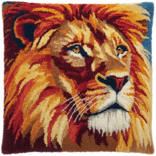 Kit gancho de pestillo de león 43x43cm con lona impresa para fundas de cojín de sofá