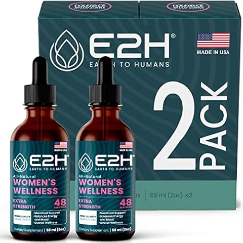 E2H All Natural Women's Wellness, Hormone Balance and PMS Relief with Black Cohosh, Dong Quai and Licorice Root for Hot Flash Relief (2 Bottles) Cover