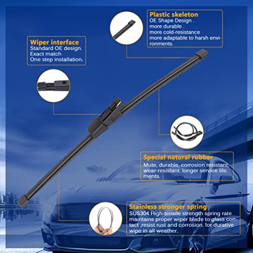 Raintok Windshield Wiper Blades Replacement For Vw Volkswagen Golf 2015-2021 / Vw Volkswagen E-Golf 2015-2020 / Vw Volkswagen Gti 2015-2021 Front Rear Wipers Blade Set - 26" 18" 11" (Pack Of 3) #TOP4
