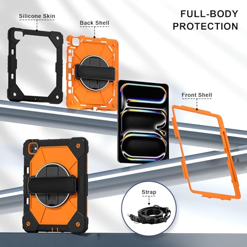 Coque silicone iPad Pro 13 antichoc dotée d'un support rotatif 360 ajustable