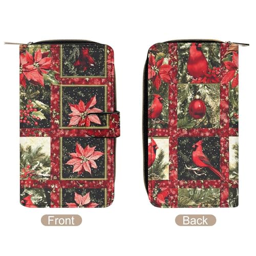 Cardinal Birds Christmas Tree Ball Stylish Leather Wallet Womens Mens Slim Purse Secure Card Holder Durable Bifold Clutch Handbag3