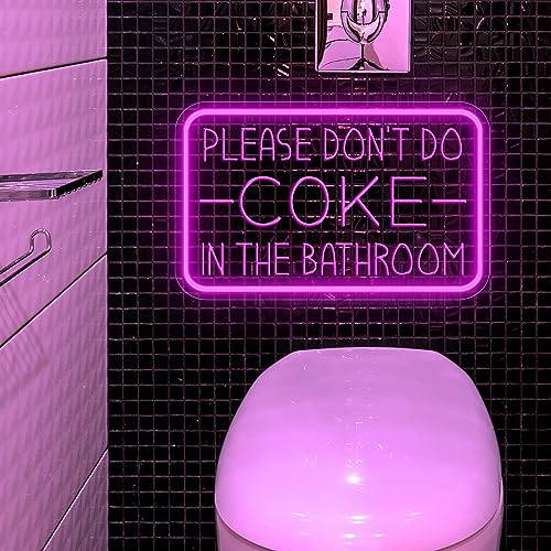 Image of Please Don't Do Coke in The Bathroom Neon Sign for Wall Decor, USB Powered LED Neon Light with Adjustable Brightness, Light Up Sign for Party Decor, Bathroom Signs Decor