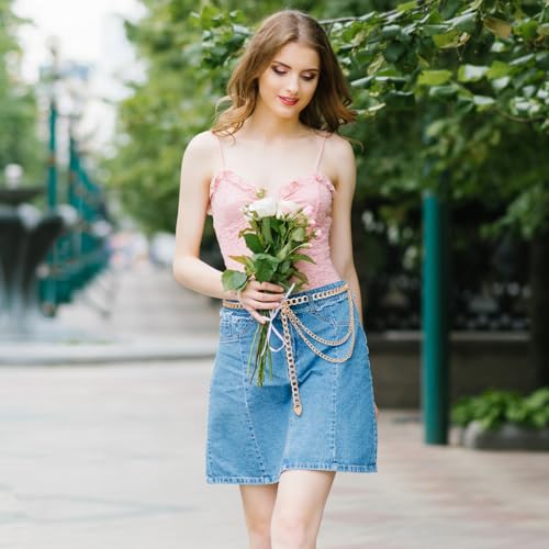 Punk Waist Chain Gold Metal Belt, Fashion Multilayer Chain Belts Adjustable Metal Body Waist Link Belts Elegant Jewelry Accessories Body Decorate for Dresses Jeans Skirts Trouser3