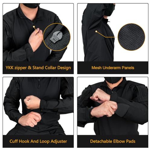 IDOGEAR Men’s Tactical Military Shirts 1/4 Zip Combat BDU Shirts Camo Long Sleeve with Pockets for Outdoor Airsoft Paintball - Image 5