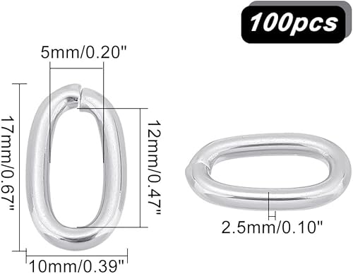 Miniatura 9 de PH PandaHall 300 piezas de anillos abiertos de 3 tamaños, conectores de junta tórica ovalados para fabricación de joyas de latón de acero inoxidable