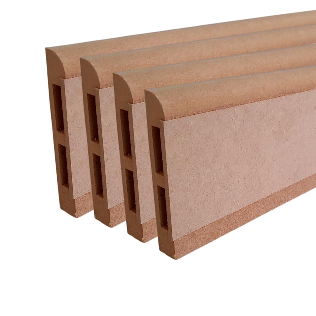 MadeInNature Plinthe électrique bois à peindre, Plinthe Bois MDF Naturel robuste, Plinthe passe câbles facile à poser, hauteur 10.8 cm, Fabrication Française longueur au choix (Naturel, 12 mètres)