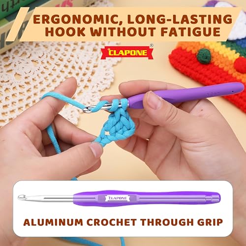 Image of Crochet Hooks Set (Pack of 8), Ergonomic Soft Grip Knitting Needles Kit with Colorful Handles, Smooth Aluminum Hooks for Beginners & Professionals DIY Craft Yarn Tool