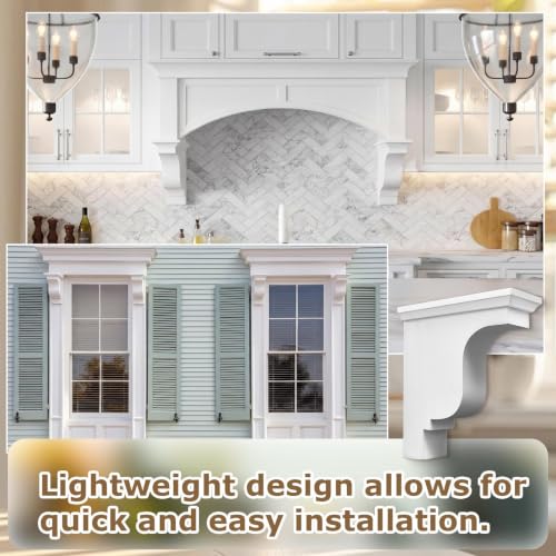 Image of Briwooody 2 Pcs Unfinished Paintable Corbels Bracket for Doorway Countertop Home Cabinet Bookshelves Furniture Support PU (3 1 /2 W X 7 D X 9 Inch H,Classical Style)