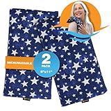 SunnyBay Small Microwave Heating Pad, Microwavable Versatile Cold/Heated Neck and Shoulder Wrap for Back Pain and More, Moist Heat Cotton-Fleece Pad, 6x11 Inches, Blue-Stars, Pack of 2
