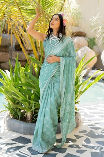 Image of MIRCHI FASHION Women Saree Leheriya Print Chiffon | Lightweight Traditional Sari for Farewell and Wedding Ceremonies with Unstitched Blouse Piece