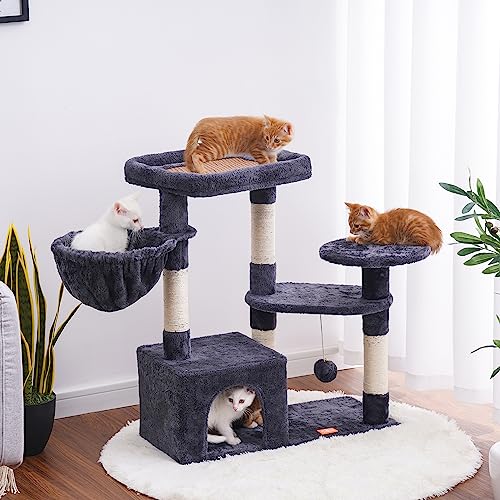 Heybly Cat Tree Cat Tower Condo With Sisal-Covered Scratching Posts And Cooling Mat For Kitten Smoky Gray Hct001Sg #TOP2