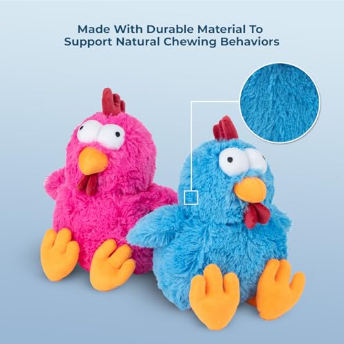 Image of Best Pet Supplies Interactive Squeaky Dog Chew Toy, Ideal Dog Toys for Chewers, Small, Medium & Large Dogs, and Fetch Lovers - Mrs. Cluck (Blue), Large