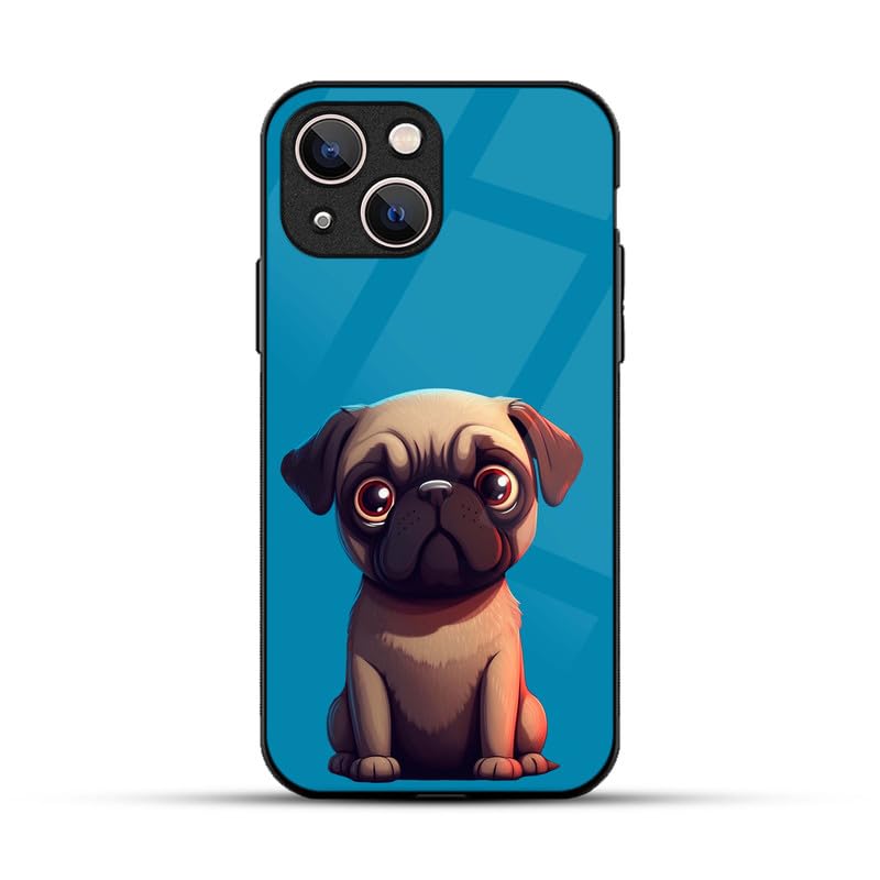 creatology Rubberized Back Cover for iPhone 15 Colorful Funny Dog Cartoon Designer Glass Case Full Protection for Your Smartphone Apple iPhone 15