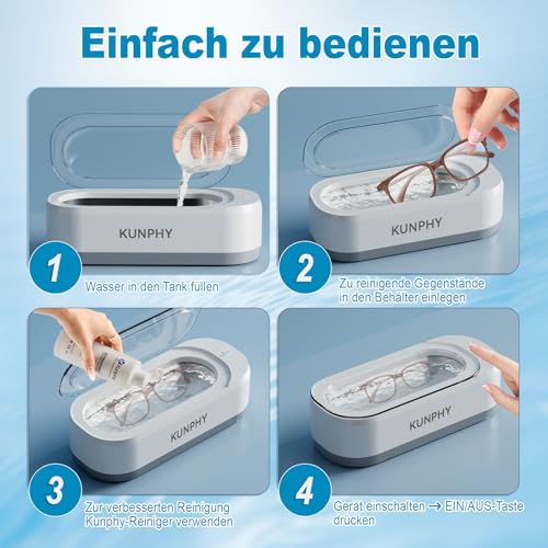 Ultraschallreinigungsgerät Brille, Ultraschallreiniger 350ml 46KHz, Ultraschallgerät Ultrasonic...