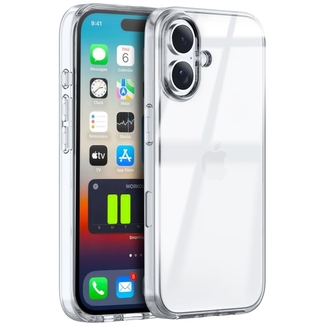 LIKECASE Shockproof PC Lightweight Protective Phone Unbreakable Hard Glass Case for iPhone 16 -Transparent