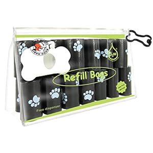 Best Pet Supplies Dog Poop Bags for Waste Refuse Cleanup, Doggy Roll Replacements for Outdoor Puppy Walking and Travel, Leak Proof and Tear Resistant, Thick Plastic – Black, 360 Bags (BK-360)