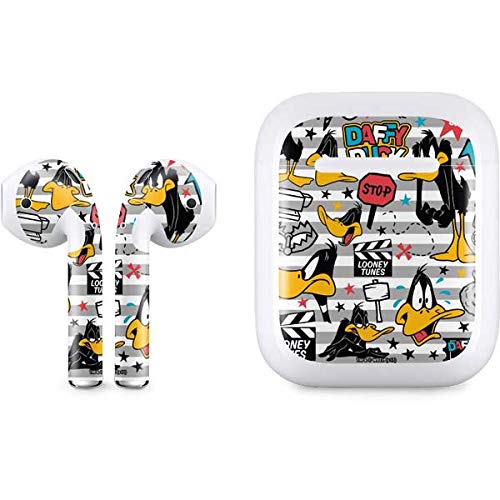 Skinit Decal Audio Skin Compatible with Apple AirPods - Officially Licensed Looney Tunes Daffy Duck Striped Patches Design