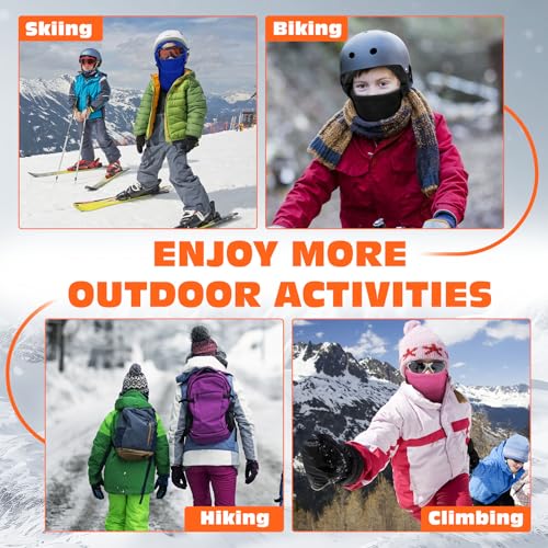 Thickened Kids Ski Mask Winter Hat, Heavy Weight Kids Balaclava Face Mask Windproof Fleece Caps for Child, Teenagers2