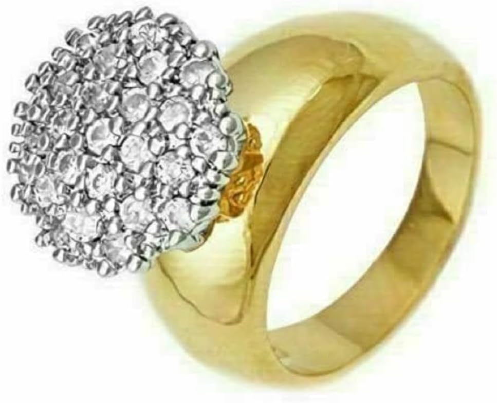 Diamond Cluster Engagement Ring - Yellow Gold Finish For Women