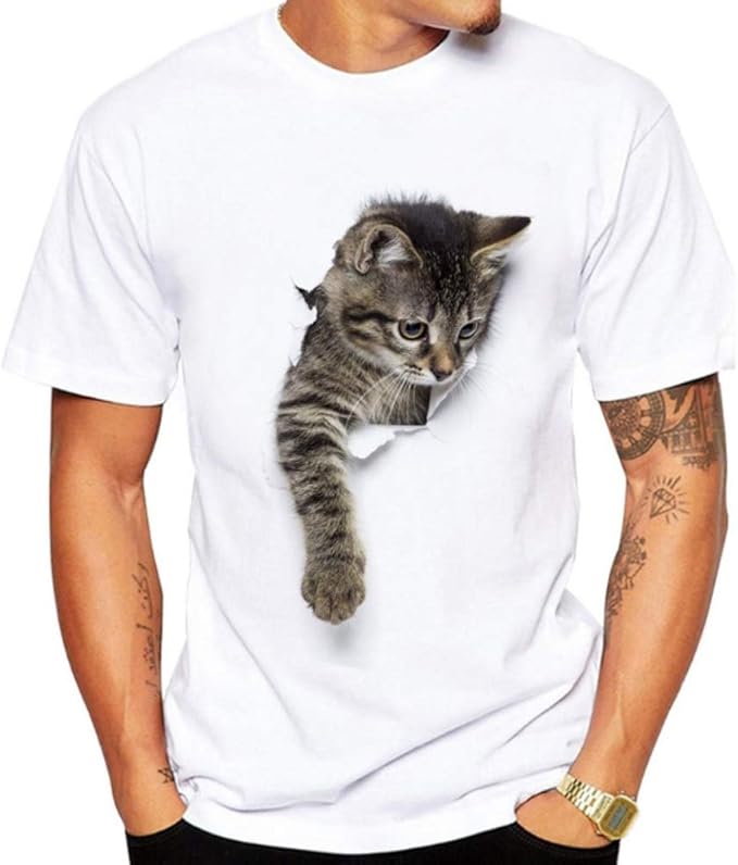 Tシャツ レディース イラスト 可愛い 3d 猫 半袖 男女兼用 薄手 ねこ 白 面白 おもしろ かわいい トリックアート 代引不可 大放出セール Tシャツ レディース イラスト 可愛い 3d 猫 半袖 男女兼用 薄手 ねこ 白 面白 おもしろ かわいい トリックアート 代引不可 大放出セール