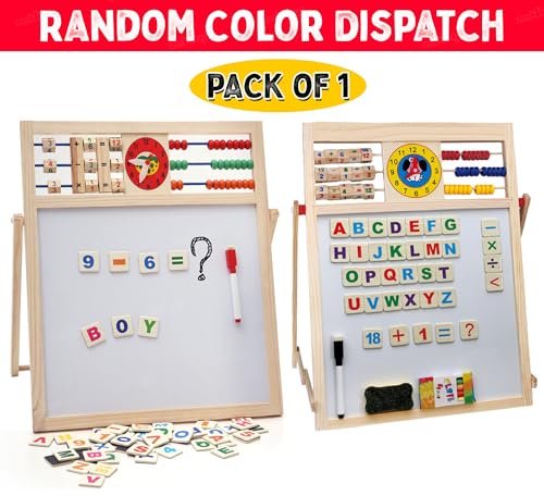 Image of Zest 4 Toyz Multipurpose Double-Sided Magnetic Wooden Writing Board Mathematical Calculations & English Alphabets Children Board with 51pcs Wooden Magnets Letters(White and Black)-Size: 44 x 36 cm