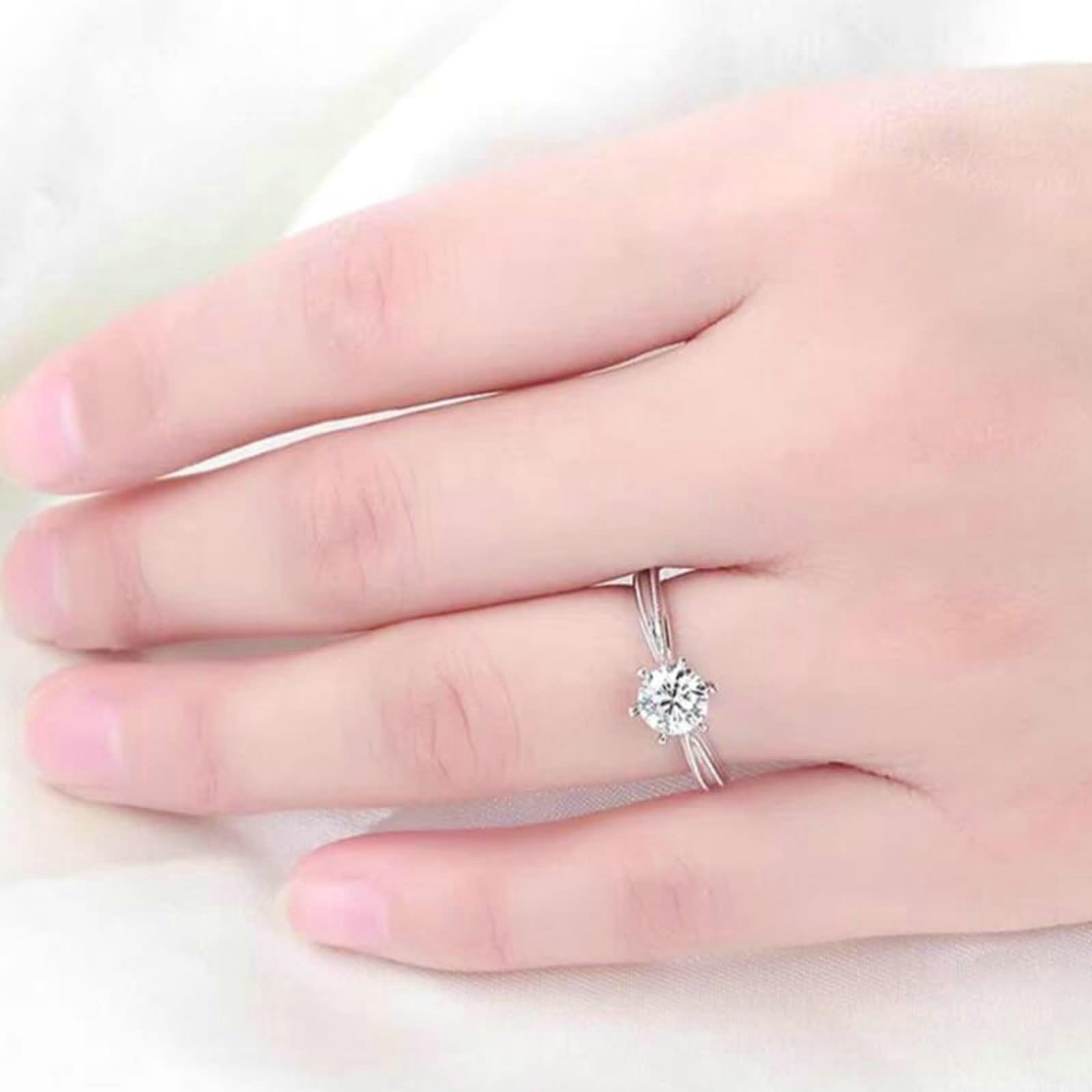 Eheringe Vintage, Ringe Frauen Set mit 0,7 Ct Rundem, im Labor Gezüchtetem Diamanten und Künstlichem Rubin Weißgold/Platin
