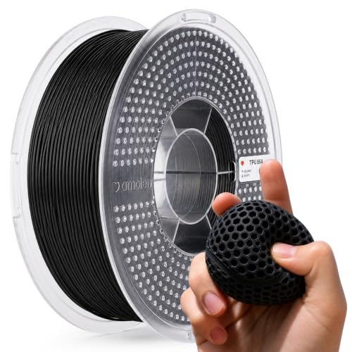 Image of AMOLEN 85A TPU 3D Printer Filament 1.75mm Soft Flexible Filament, Tough & Durable, Easy to Print for Shoes, Insoles, Protective Gear, Grips, Cushions & Flexible Parts, Black 1kg