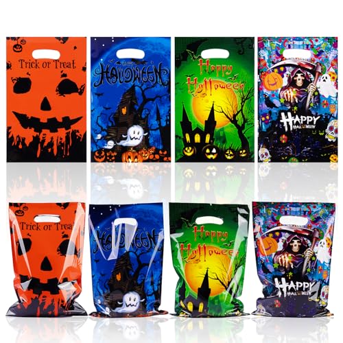 40Pcs Halloween Sweet Bags | 4 Patterns Halloween Treat Cellophane Bags for Trick or Treating Party Favors Supplies