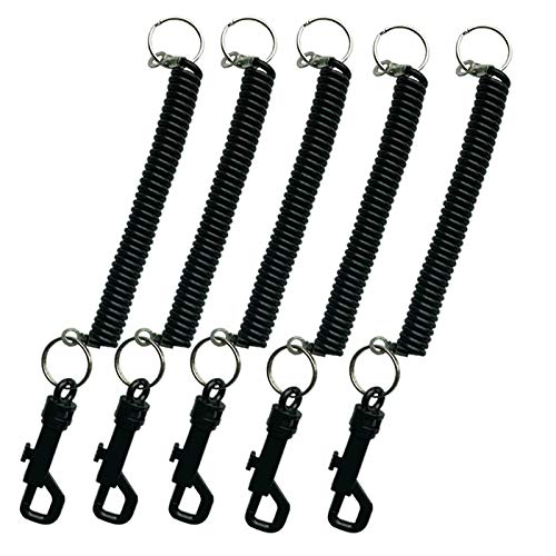 SUPERTOOL Porte-clés en spirale extensible avec clips en plastique Noir Cover