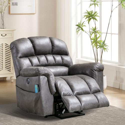Sillón reclinable metálico gris con asiento ancho miniatura 6