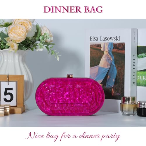 Image of Fecialy Acrylic Evening Clutch Bag for Women Shell Shape Handbags Marbling Purse Formal Party Bridal Wedding Crossbody Bag