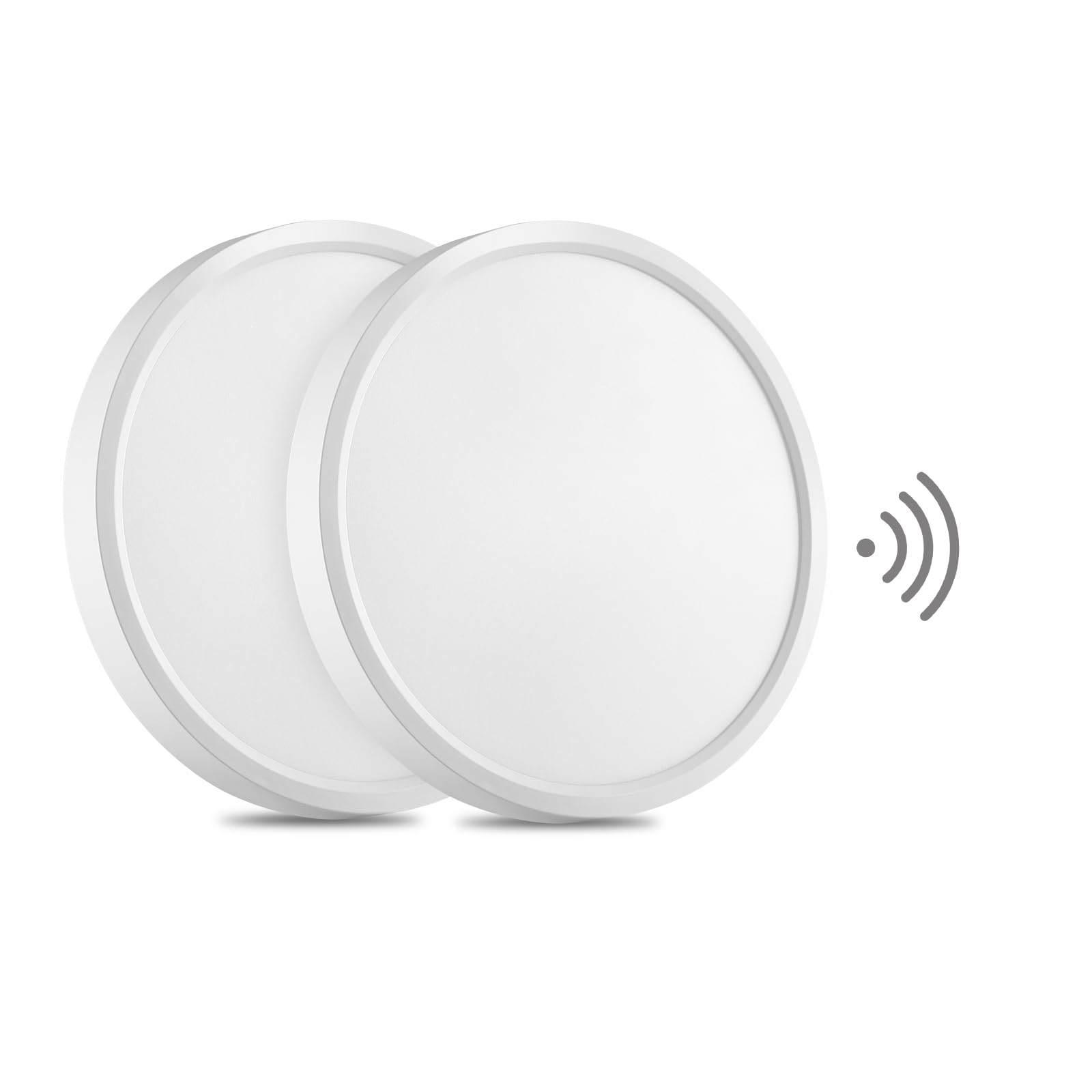 Oraymin 2 Stücke LED Deckenleuchte mit Radar Bewegungsmelder, 18W 1800LM 4000K Lampe mit Bewegungsmelder innen, IP44 Deckenlampe Flach für Treppe, Balkon, Flur, Keller, Garage, Carport, Ø 23*H2.4cm