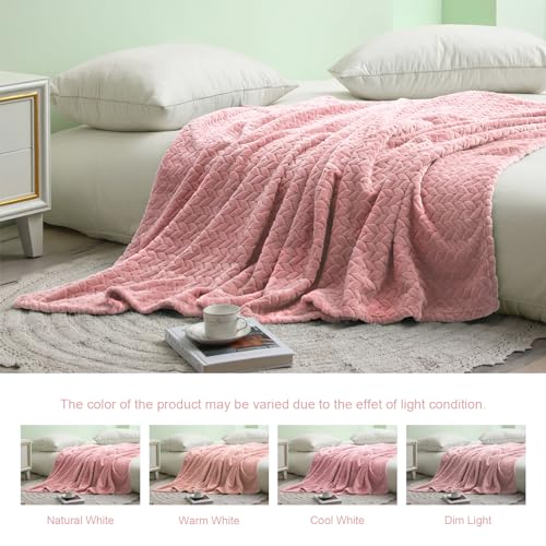 Exclusivo Mezcla UK-FB-JL-5070-PK Pink Fleece Throw Blanket For Couch And Bed thumb #3