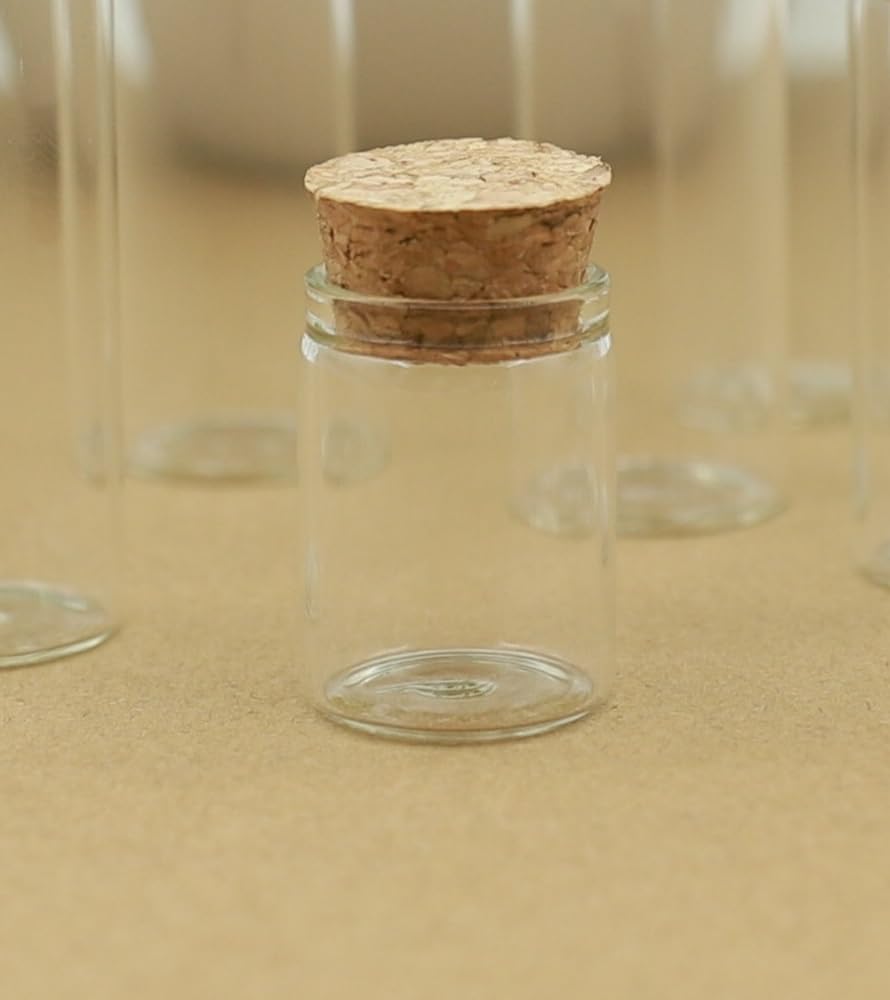 Provette di vetro, Confezione da 50 barattoli di vetro for confetti con tappi for provette for artigianato varie dimensioni(80mm 20ml)