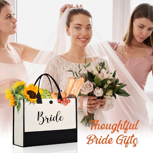 Image of Afterprints Mrs Bride Canvas Tote Bag, Gifts for Bridal Shower, Wedding Gifts for Bride to Be, Future Mrs, Engagement (Bride), White and Black
