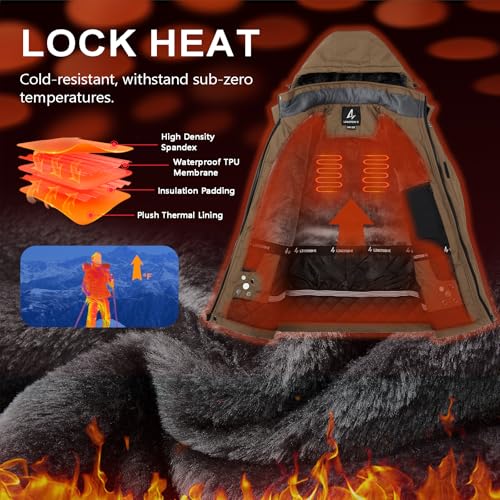 Image of Mens Winter Coats Ski Snowboard Jacket Down Waterproof Coat | Warm Jacket, Insulated Jacket, Cold Weather Jacket, Heavy Jackets, Winter Parka, Windproof Coat, Hiking, Camping, Working